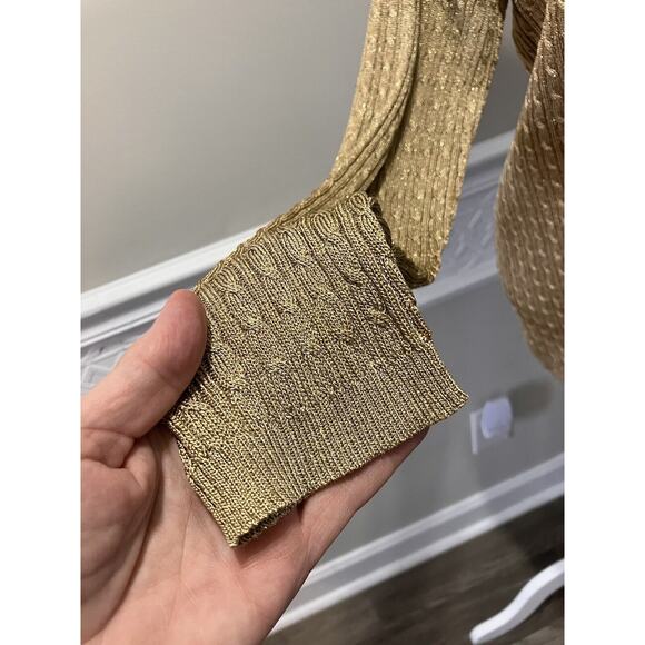 Ralph Lauren Women Button Up Cardigan Sweater Size 1X Golden Metallic V Neck L/S - Picture 7 of 8